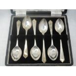 A cased set of six silver egg spoons of plain form, Sheffield 1950, James Dixon & Sons Ltd, approx