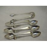 A set of six Georgian silver teaspoons of old English form, London 1835, Charles Shipway, and a pair