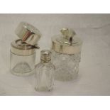 A Victorian cut glass salt bottle having a silver covered stopper and collar, Sampson Mordan & Co, a