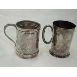 A Victorian silver christening mug having engraved decoration and inscription, Sheffield 1899,