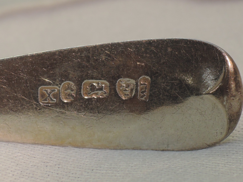 A set of six Georgian silver egg spoons of fiddle back form bearing monogram to terminals, Newcastle - Image 2 of 2