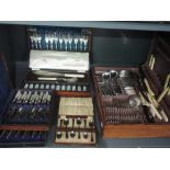 A selection of plated cased flatware including a canteen of Mappin & Webb cutlery, with cased