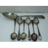 A cased set of six Georgian silver teaspoons of plain form, London 1806, Thomas Oliphant, and a