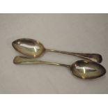 A pair of Edwardian silver table spoons of plain form, Sheffield 1905, James Dixon & Co, approx