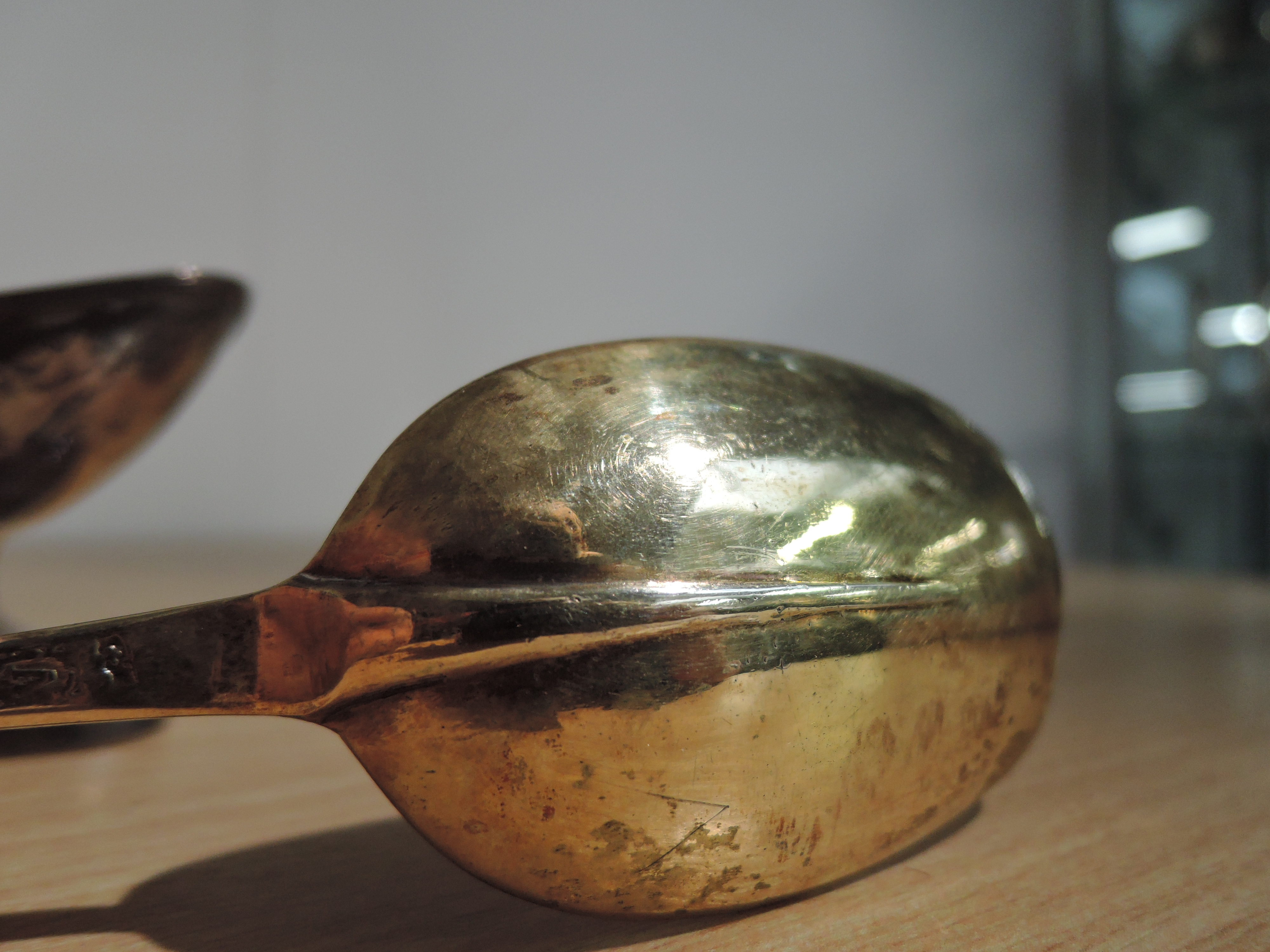 A pair of Georgian Scottish silver salts of plain navette form on pedestal feet, Edinburgh hallmarks - Image 2 of 4