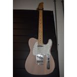 A Harley Benton telecaster style electric guitar, with padded Fender gig bag (please note currently