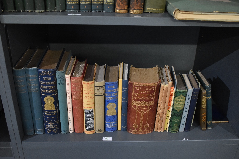 Miscellaneous. A shelf, includes; Bonney - Cathedrals, Abbeys and Churches of England and Wales, 2