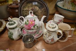 A selection of tea wares including Adams tea pots and National Trust Lee Kay