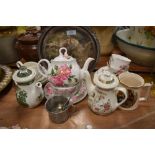 A selection of tea wares including Adams tea pots and National Trust Lee Kay