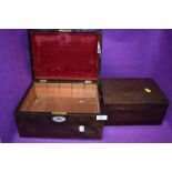 Two antique boxes or writers compendium one having mother of pearl inlay