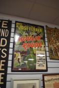 A framed vintage poster for John Hustons 1952 Moulin Rouge.