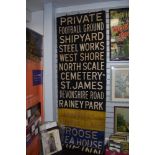 A vintage transport related destination roller blind for train tram or bus with local Ulverston
