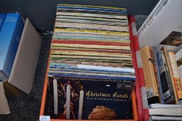 A box of vinyl LP reocrds of Musical and film interest and more.