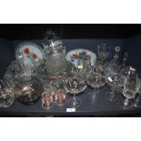 A large collection of vintage glass including Babysham glasses, fruit bowl, dishes and much more.