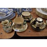 A collection of vintage Satsuma ware and similar oriental or oriental styled cup,saucer and jug