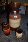 Three pieces of mid century studio pottery including large Austrian vase, west German and similar.