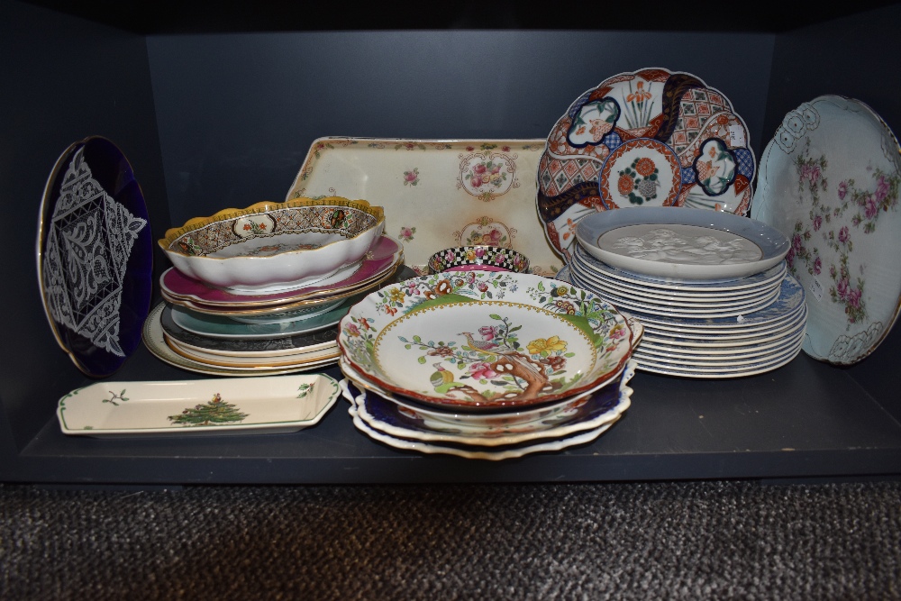 A selection of ceramic plates including Montons bowl and similar Spode late bowl also Myott ye old