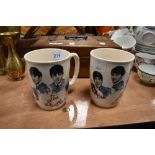 Two vintage 1960s Beatles mugs marked underside, Broadhurst Bros Burlsem.AF