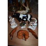 An assorted lot of Beswick animals and two figurines of girls with instruments,AF.