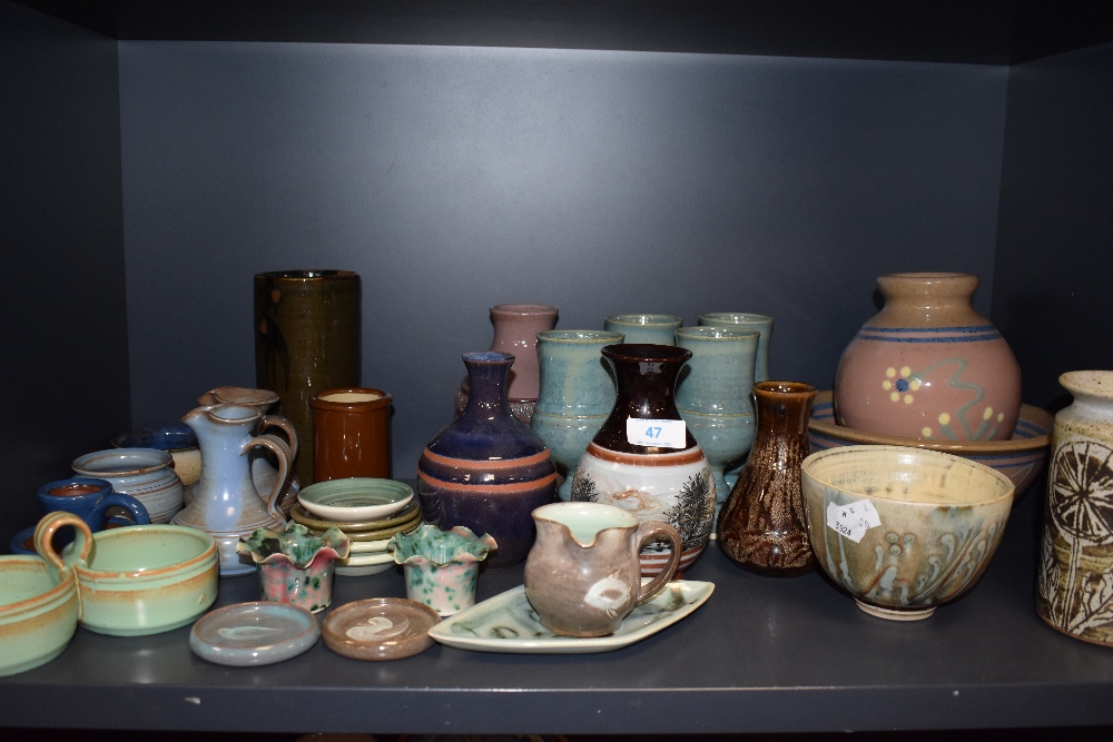 A good selection of modern and later studio pottery including Calver Marmoutier Orkney Ayesgarth