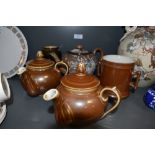 A selection of ceramics including brown lustre and Royal Doulton vase
