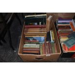 A mixed box of vintage and modern books including poetry and war interest.