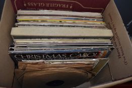 A mixture of vinyl LP records including orchestral and easy listening.