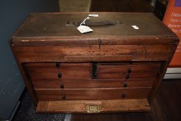 A wooden engineers cabinet makers tool chest