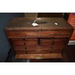 A wooden engineers cabinet makers tool chest