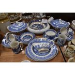 A selection of vintage blue and white ware,tureens, bowls, plates and more included,around thirty