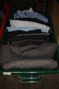 A box of gents good quality vintage,Retro and modern shirts,trousers and accessories.mixed styles