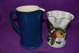 A Wemyss waisted vase with pie crust rim hand decorated with apples (AF having semi professional