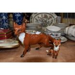 Two Beswick studies, Foxes, standing 1016A and seated 1748