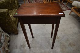 A Victorian stained frame occasional table on square tapered legs, approx. Dimensions 46 x 30cm,