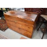 A vintage stained frame dome top trunk, approx. Dimensions W100cm H69cm D57cm