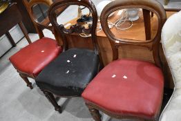 Three Victorian mahogany balloon back chairs (pair plus one)