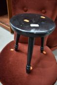 A traditional painted three leg stool/milking copy