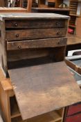 An engineers style wooden tool chest with inner drawers