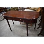 A 19th Century mahogany side table (formerly part of D end) on turned legs, width approx. 120cm