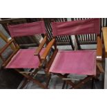 Two collapsible directors style garden chairs in iroko wood