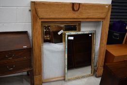 A traditional art deco oak fire surround or mantle inner size 99cm wide by 103cm tall approx