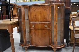 A mid 20th Century walnut bureau display in the Sondheim style, width approx. 120cm