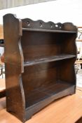 A vintage oak low book shelf 78cm tall x 76cm wide