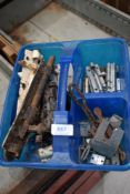 A selection of hardware fitments including vintage locks and door bolt