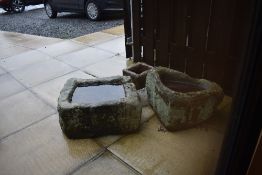 Three stone troughs two hand carved sandstone