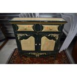 A Shabby chic style painted hall cabinet of shallow form, approx. dimensions H80cm W80cm D20cm