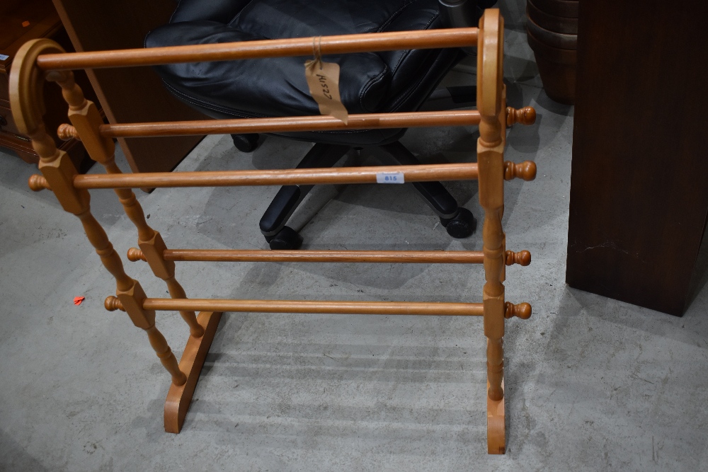 A traditional wooden towel rail