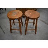 A pair of modern pine low stools, height approx. 46cm