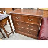 A traditional stained frame chest of three long drawers, width approx. 92cm