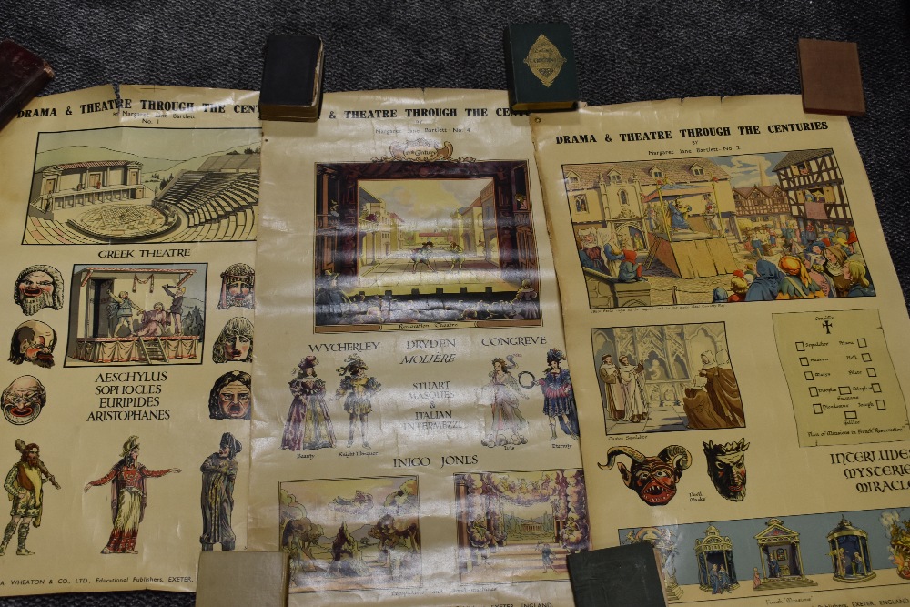 A collection of vintage posters with re enforced backs and eyelets at corners,possibly school or